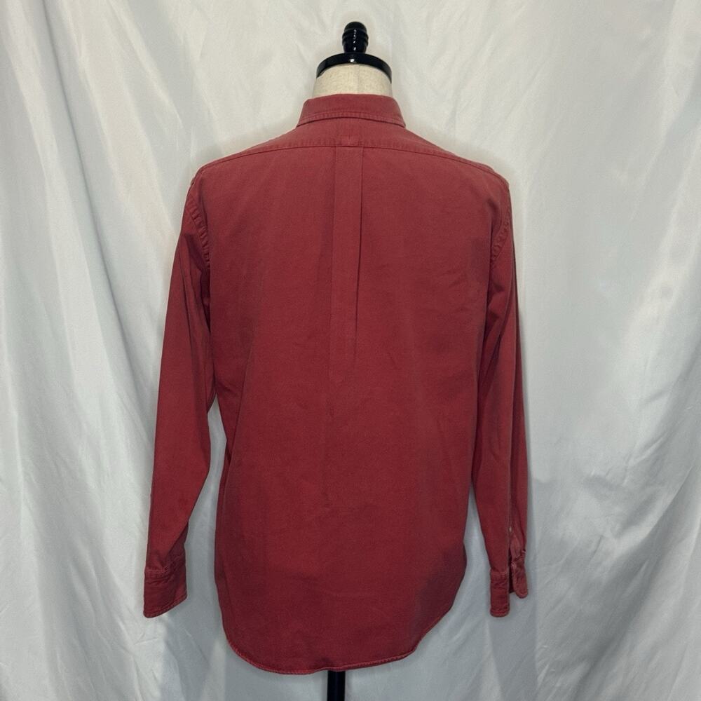 Vtg Ralph Lauren Shirt Womens 6 Red Denim Twill Button Down Made In Hong Kong - Picture 2 of 8